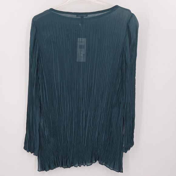 Eileen Fisher Sheer Crinkle Tunic Top Womens Size Medium Green Witchy Whimsigoth - Picture 4 of 8